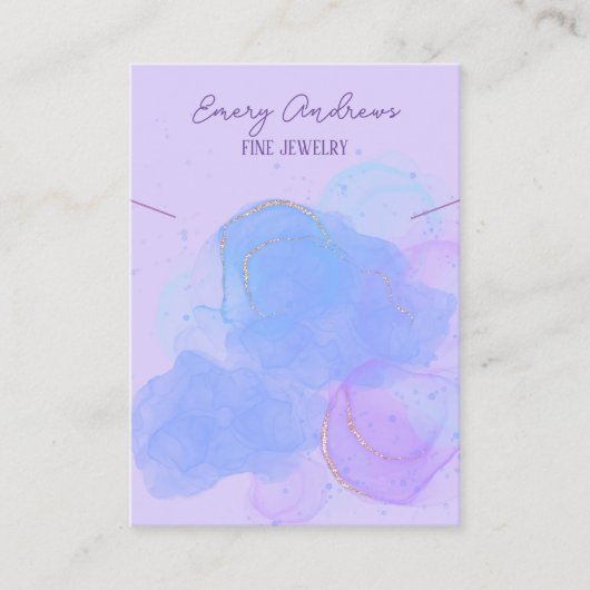 パープルデザイナージュエリーネックレスホルダーディスプレイ 名刺 (正面)