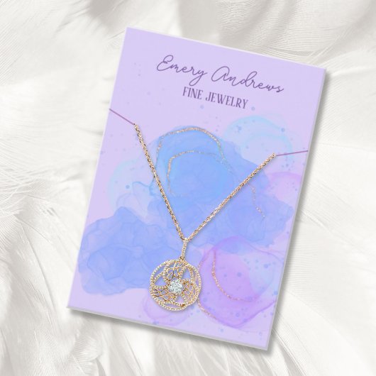 パープルデザイナージュエリーネックレスホルダーディスプレイ 名刺