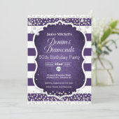 パープルデニムアンドダイヤモンド誕生日招待状 カード (スタンド正面)