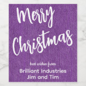 パープルデニムホワイトスクリプト、ビジネスネームセット6 ワインラベル (シングルラベル)