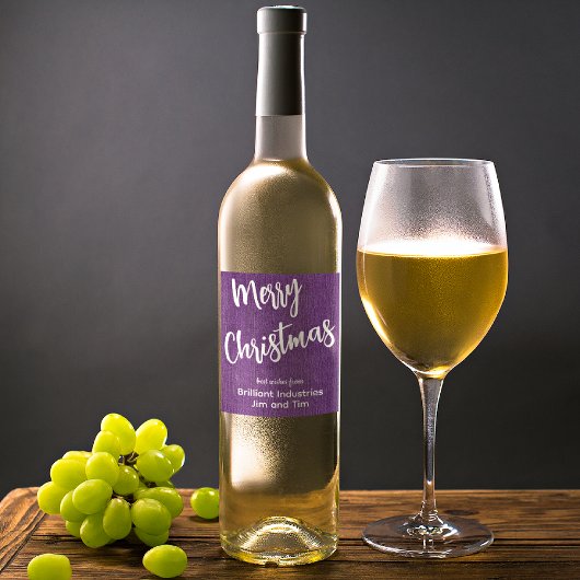 パープルデニムホワイトスクリプト、ビジネスネームセット6 ワインラベル