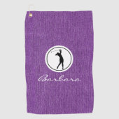 パープルデニム生地プリント、女性のゴルフタオル ゴルフタオル (正面)