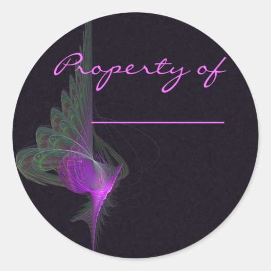 パープルデルビッシュ抽象芸術アート ラウンドシール (正面)