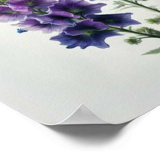 パープルデルフィニウムフラワーアートプリントポスター ポスター (角)