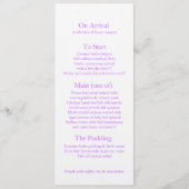 パープルデルフィニウム結婚アートのディナーメニュー メニュー (裏面)