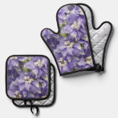 パープルデルフィニウム開花フローラ 鍋つかみ&鍋敷きセット (正面/裏面)