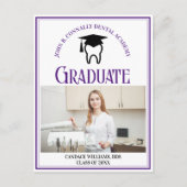 パープルデンタルスクールフォトカスタム卒業式 案内ポストカード (正面)