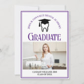 パープルデンタルスクールフォトカスタム卒業式 案内状 (正面)