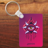 パープルデーモンアイ – ゴシック様式のオカルトアート名 キーホルダー (正面)