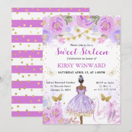 パープルトゥチュダークスキンバレリーナスウィート16 招待状
