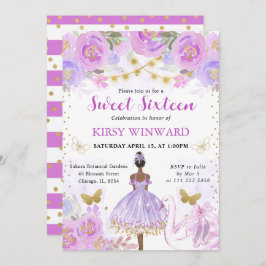 パープルトゥチュダークスキンバレリーナスウィート16 招待状