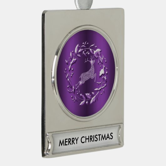 パープルトナエレガントークリスマス シルバープレートバナーオーナメント (右)