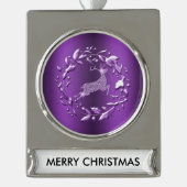 パープルトナエレガントークリスマス シルバープレートバナーオーナメント (正面)