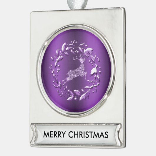 パープルトナエレガントークリスマス シルバープレートバナーオーナメント (左)