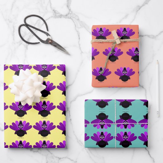 パープルトムターキー ラッピングペーパーシート (正面)