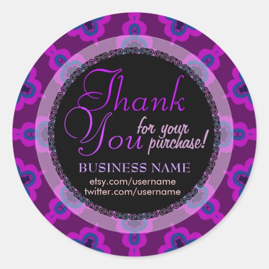 パープルトライバルスタービジネスサンキューステッカー ラウンドシール (正面)