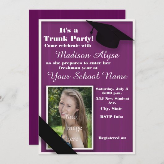 パープルトランクカレッジのパーティー写真 招待状 (正面/裏面)