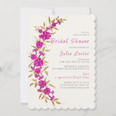 パープルトランペットつる植物フラワーガーデンブライダルシャワー 招待状 (正面)