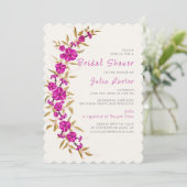 パープルトランペットつる植物フラワーガーデンブライダルシャワー 招待状 (スタンド正面)