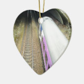 パープルトレイン,鉄道線路,トンネル,旅行 セラミックオーナメント (左)