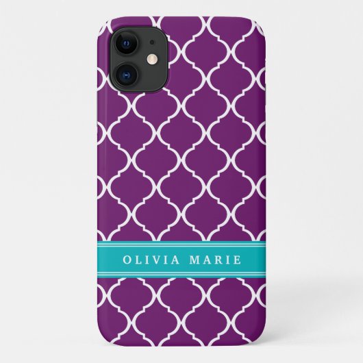 パープルトレリスのパターンターコイズ名 Case-Mate iPhoneケース (裏面)