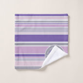 パープルトレンディーストライプズモノグラムリースローレルリーフ バスタオルセット (ウォッシュタオル)