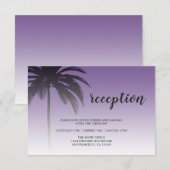パープルトロピカルパームツリービーチ結婚式披露宴 エンクロージャーカード (正面/裏面)