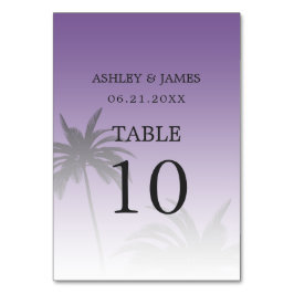パープルトロピカルパームツリービーチ結婚式 テーブルナンバー