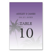 パープルトロピカルパームツリービーチ結婚式 テーブルナンバー (正面)