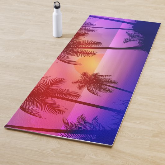 パープルトロピカルビーチアットサンセット ヨガマット (インサイチュ)