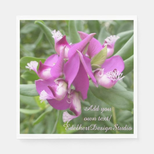 パープルトロピカルフラワーズ紙ナプキンス スタンダードランチョンナプキン (正面)