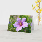 パープルトロピカルフラワーフローラアートノートカード カード (黄色い花)