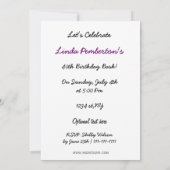 パープルトータル80年代のレトロパーティの招待状 招待状 (裏面)