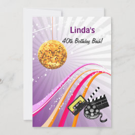パープルトータル80年代のレトロパーティの招待状 招待状