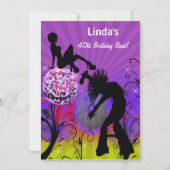 パープルトータル80年代のレトロパーティの招待状 招待状 (正面)