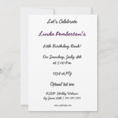 パープルトータル80年代のレトロパーティの招待状 招待状 (裏面)