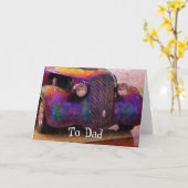 パープルトーン ヴィンテージ クラシックカー 父の日カード カード (黄色い花)