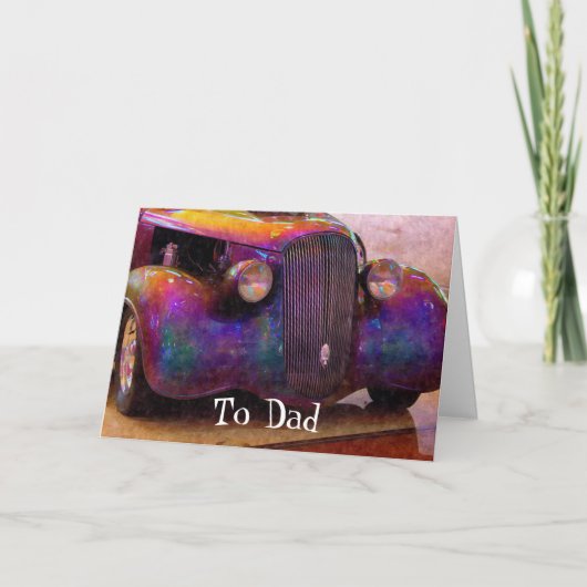パープルトーン ヴィンテージ クラシックカー 父の日カード カード (正面)