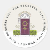 パープルドアホリデイ差出人住所 ラウンドシール (正面)