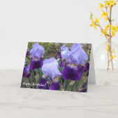 パープルドイツアイリスハッピーバースデー! カード (黄色い花)