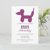 パープルドッグバルーンアニマルバースデーパーティー 招待状 (スタンド正面)