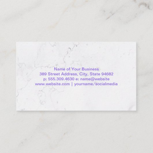 パープルドッグポーアイコン |白い大理石の背景 名刺 (裏面)