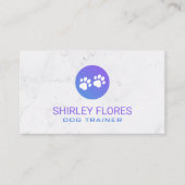 パープルドッグポーアイコン |白い大理石の背景 名刺 (正面)