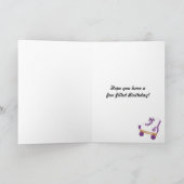 パープルドットローラースケート誕生日カード カード (内部)