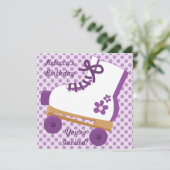 パープルドットローラースケート誕生日パーティーの招待 招待状 (スタンド正面)