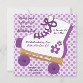 パープルドットローラースケート誕生日パーティーの招待 招待状 (裏面)