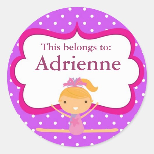 パープルドット体操新学期シール ラウンドシール (正面)