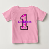パープルドット1歳の誕生日 ベビーTシャツ (正面)