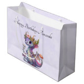 パープルドラゴンとエレガントクラウン誕生日 ラージペーパーバッグ (正面アングル)