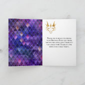 パープルドラゴンはかりで測金ゴールドフェイクグリッター誕生日 サンキューカード (内部)